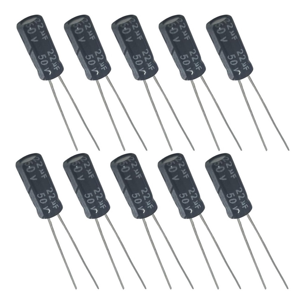 Capacitor Eletrolítico 22uF 50V  - Kit 10 Peças