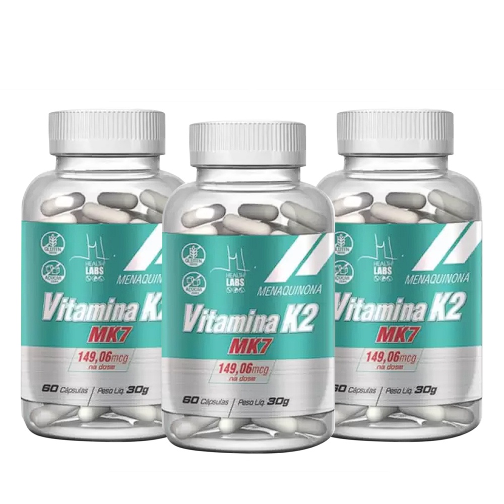 Kit 3 Unidades Vitamina K2 (MK7 149,06mcg) - 60 Cápsulas - Health Labs em Oferta na Shopee