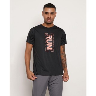 Camiseta Masculina Manga Curta Fitness Estampa Run Preta