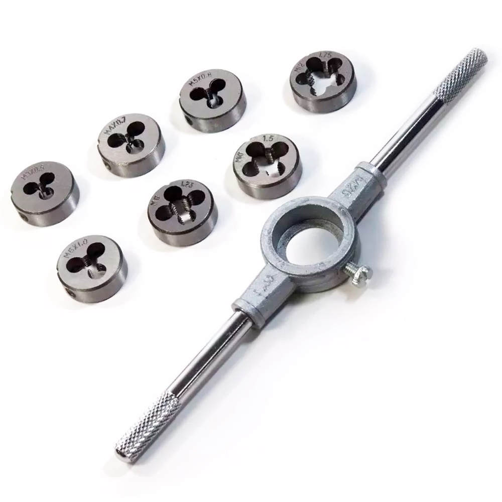 Jogo De Tarracha Fazer Rosca Macho 8 Peças Encaixe Cossinete Uso Profissional em Oferta na Shopee