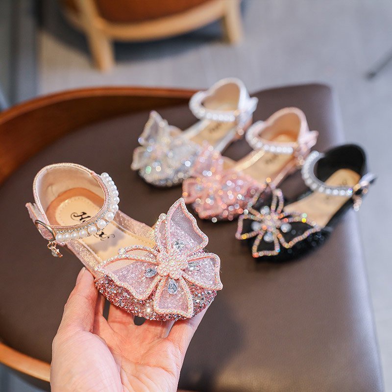Sapatos femininos, sandálias de sola plana, menina, show de dança de lantejoulas princesa doce SS5W