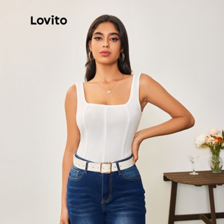 Lovito Casual Blusa Feminina Lisa Alinhada LBA05168 (Branco)