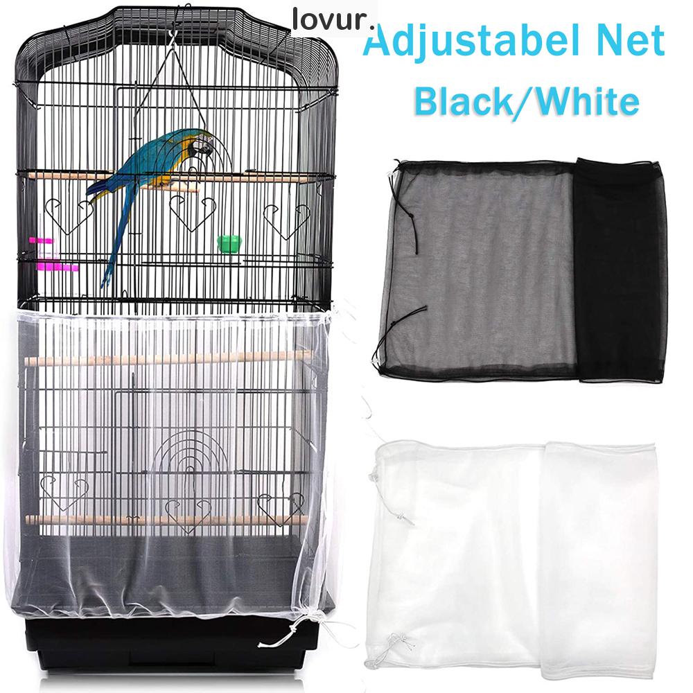LOVUR Capa De Gaiola De Pássaros Nylon Branco Preto Pena De Pássaro De Estimação