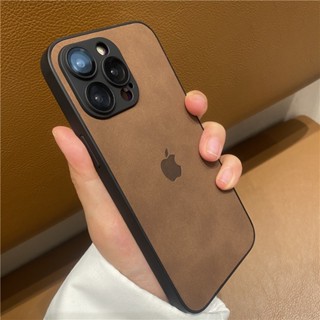 Luxo Vintage Cor Da Capa De Camurça De Couro Anti-Queda Compatível Com O iPhone 15 14 13 11 12 Pro Max Protetor De Lente De Câmera