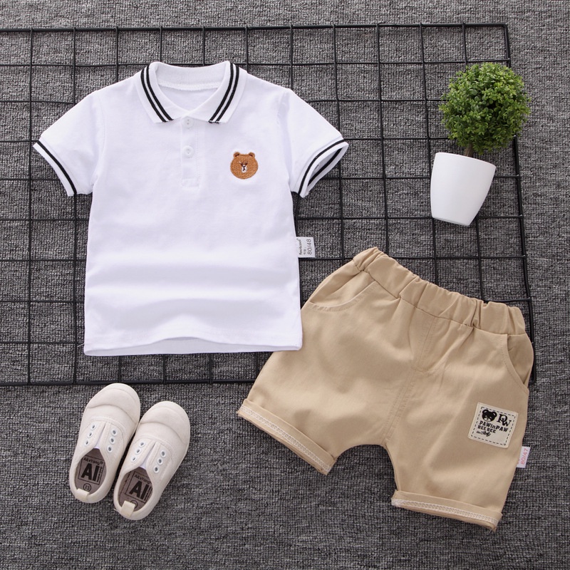 Fato de manga curta para crianças, Summer Boy Top + Shorts Fato de 2 peças, Roupa infantil