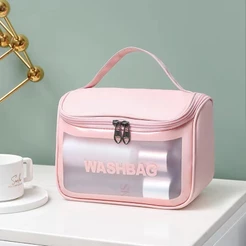 Necessaire Organizador Viagem Bolsa Impermeável De Maquiagem Transparente Portátil Flip Alex