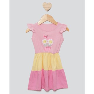 Vestido Bebê Regata com Frufru Três Marias Estampa frontal Rosa