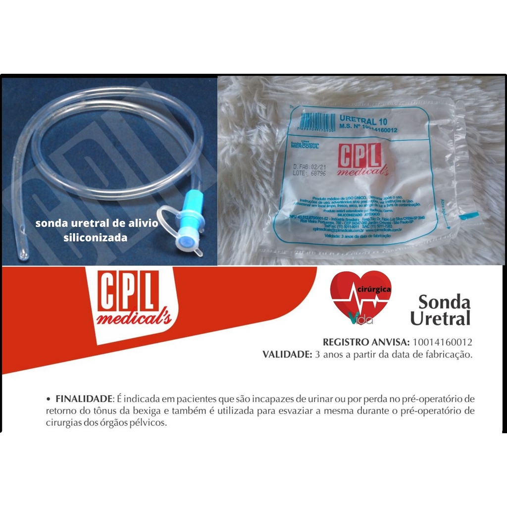 Sonda Uretral De Alívio Cpl (10 Unid.) N 4,6,8,10,12,14