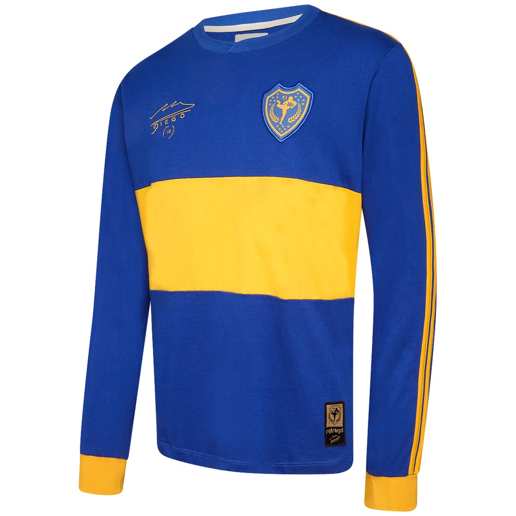 Camisa Boca Juniors Retrô 1981/82 Maradona Manga Longa Masculino - Sports & Outdoors
