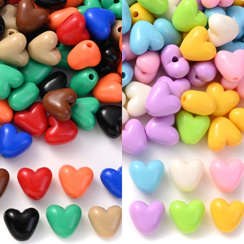 111x10mm 100pcs Acrílico Luminoso Contas Coração Luminosas love Heart Loose Spacer Beads Para Jóias Fazendo Bijuteria Pulseira Acessórios Chaveiros