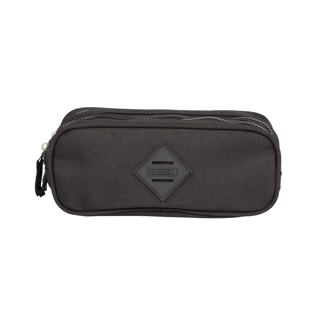 Estojo 3 Compartimentos Crinkle Preto - Stationery