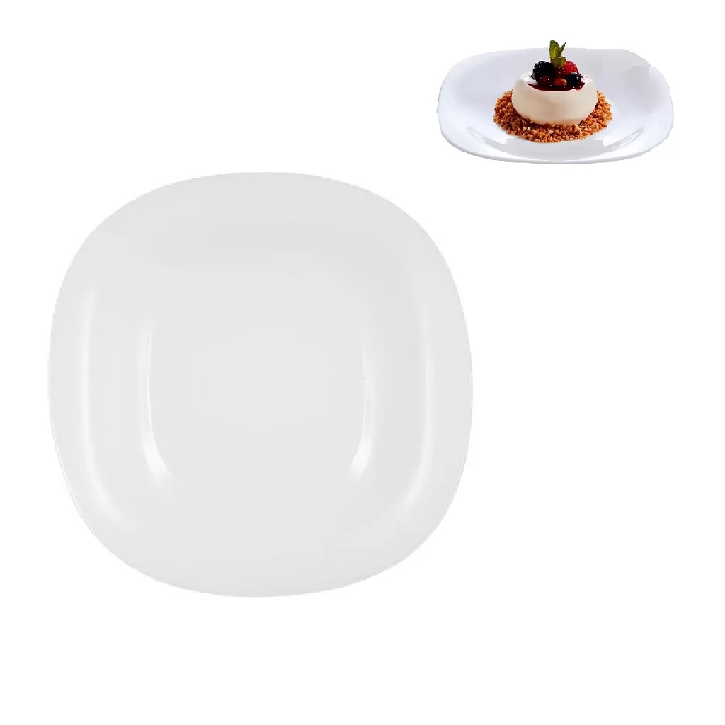 Prato De Sobremesa Quadrado Raso De Melamina 18cm