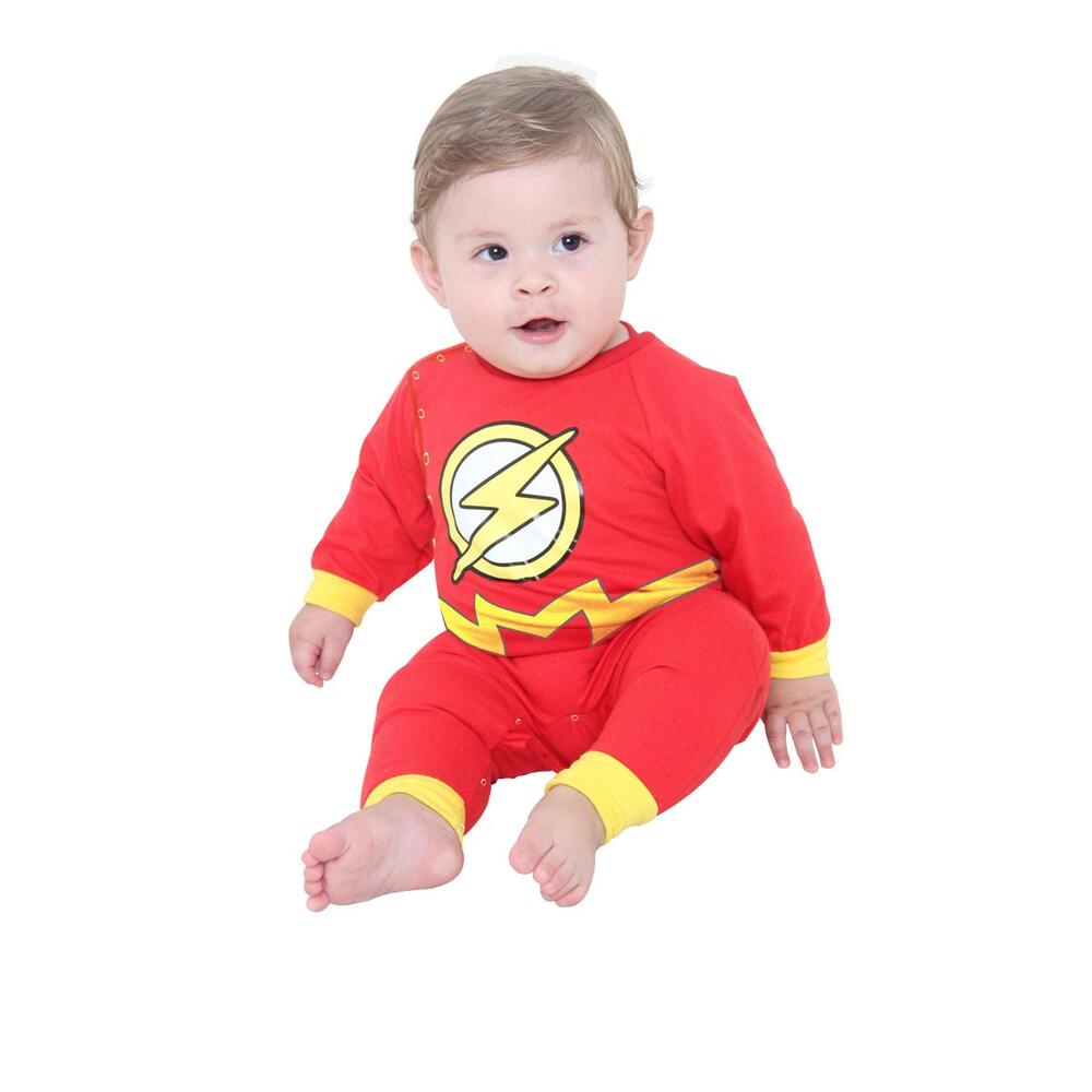 Fantasia Bebê The Flash Incrível Macacão Algodão C/Elastano
 em Oferta na Shopee