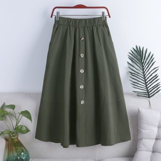 Este Ano Saia Popular Elástica Elástica Elástica de Cintura Alta Versão Coreana de Bolso Grande Moda Slimmer Look All-Match Slit ins Mid-Length Ski