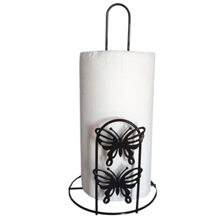 Porta Rolo Papel Toalha Guardanapo Metal Preto Vertical 1 Un