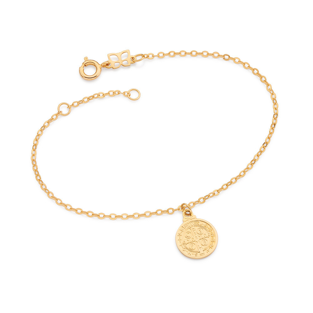 Pulseira Rommanel Medalha De São Bento Banhada A Ouro - 552173 Original