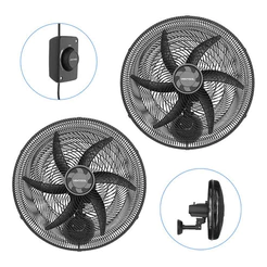 2 Ventilador Parede 50 Cm 6 Pás Monta Fácil Preto Ventisol