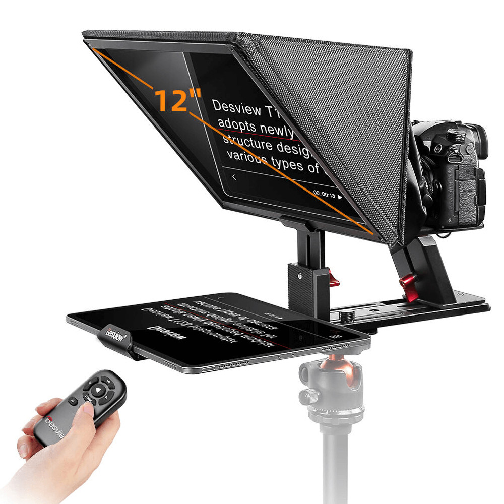 Teleprompter Portátil Desview T12S 12.9" para SmartPhones/Tablets com Controle Remoto
