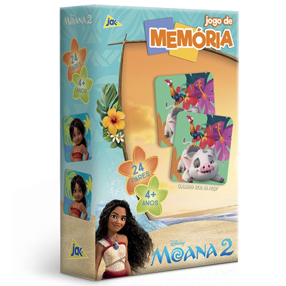 JOGO DE MEMÓRIA MOANA 2 DISNEY 24 PARES TOYSTER INFANTIL BRINQUEDOS JAK EDUCATIVO FILME DESENHO KIDS em Oferta na Shopee