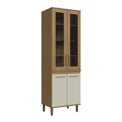 Cristaleira 4 Portas 4 Prateleiras com Vidro Co7400 Ipê/Cristalo - Decibal