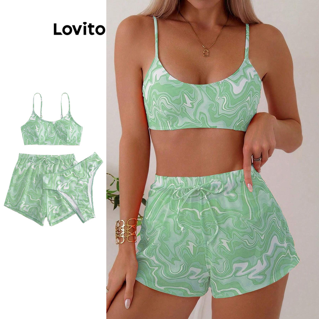 Lovito Conjuntos De Biquíni Boho Tie Dye Conjuntos De Biquíni De 3 Peças Para Mulheres LBL16805 - Sports & Outdoors