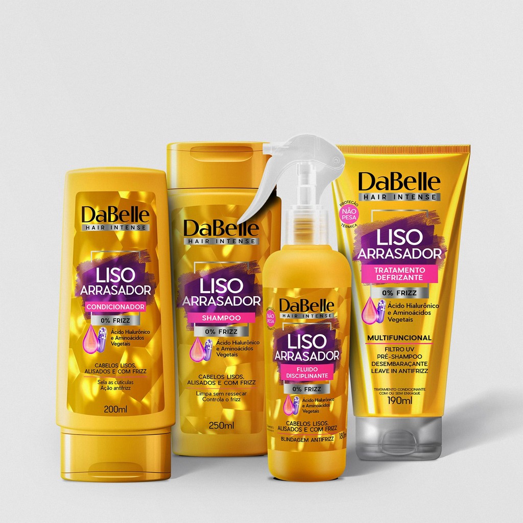 Kit DaBelle Hair Liso Arrasador  Shampoo + Condicionador + Óleo em Creme + Selagem (4 produtos) - Beauty