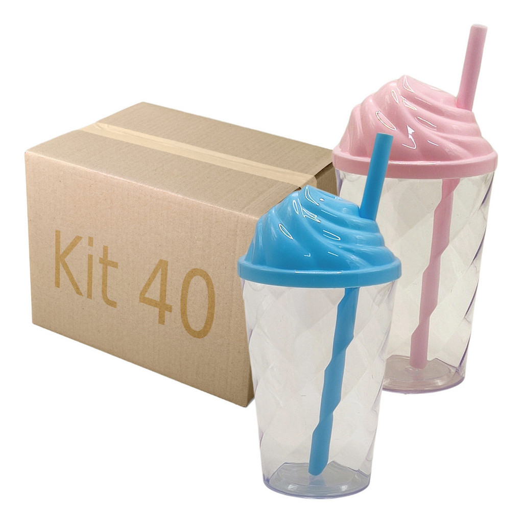 Kit 40 Copo 300ml Tampa Chantilly Atacado Varejo Aniversário baladas bares restaurante buffet
