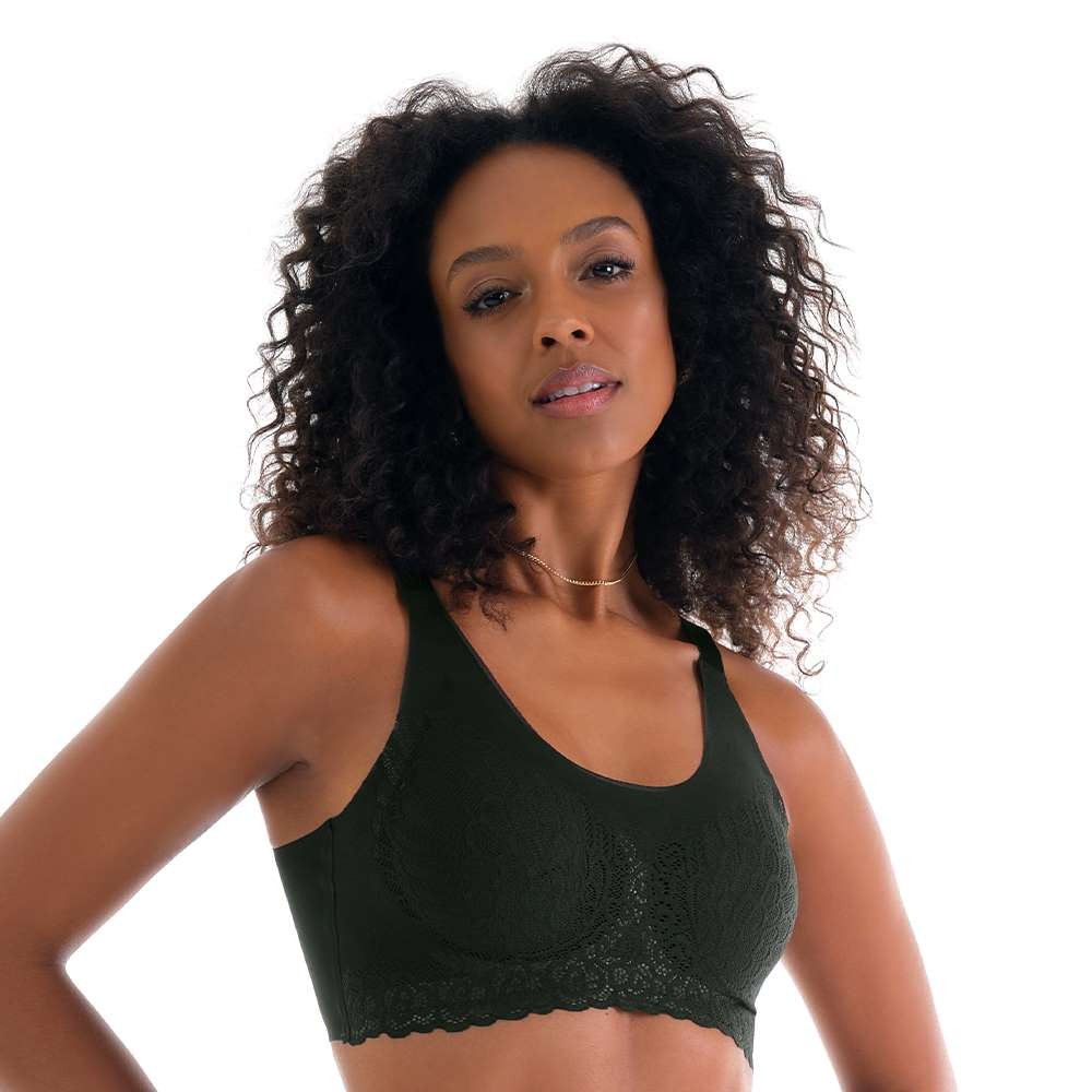 Sutiã Laser Termofusionado Rendado com Bojo Removível Preto Zee Rucci em Oferta na Shopee