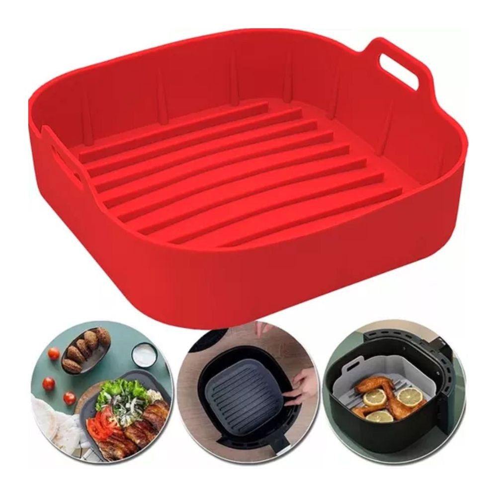 Forma Quadrada de Silicone para Air Fryer  Assadeira 20 cm Casa, Cozinha, Utilidades