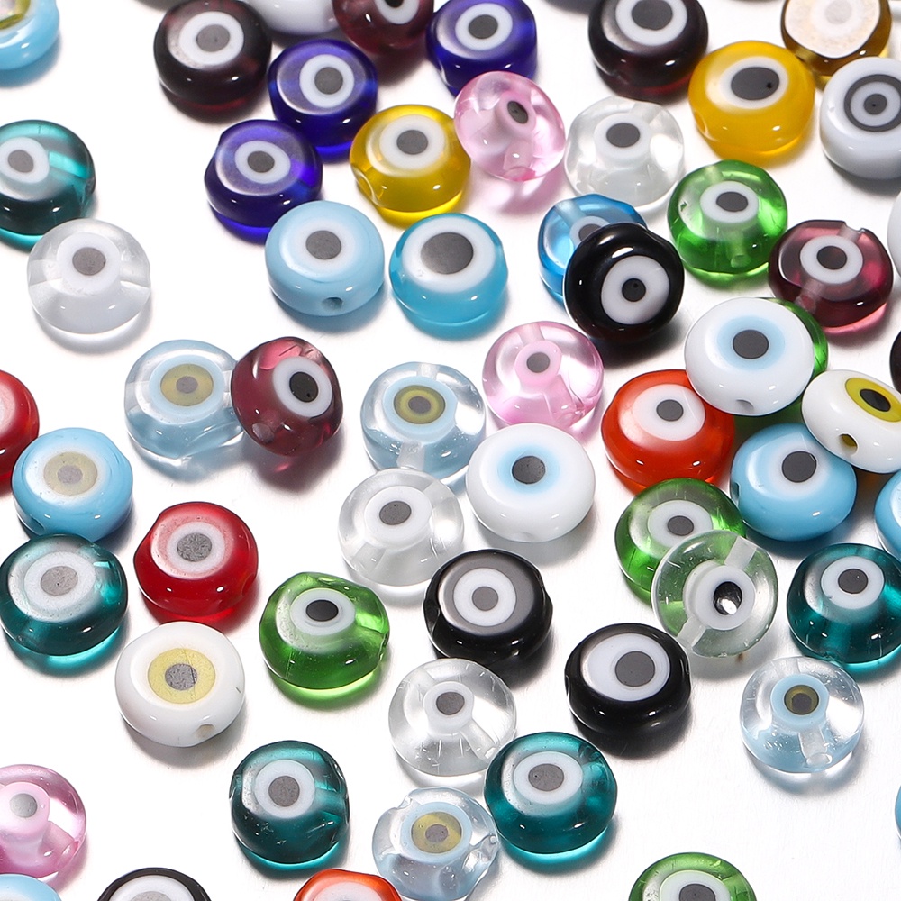 St.kunkka 30Pcs 6mm /8mm Contas de vidro com espaçador de furo de vidro manchado Pode ser usado para colar de bricolage Pulseira em Oferta na Shopee