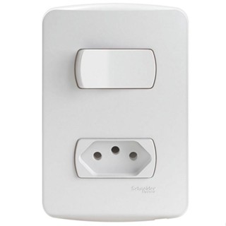 Conjunto 1 Interruptor Simples 1 Tomada 2P T 10A 250V Miluz Schneider