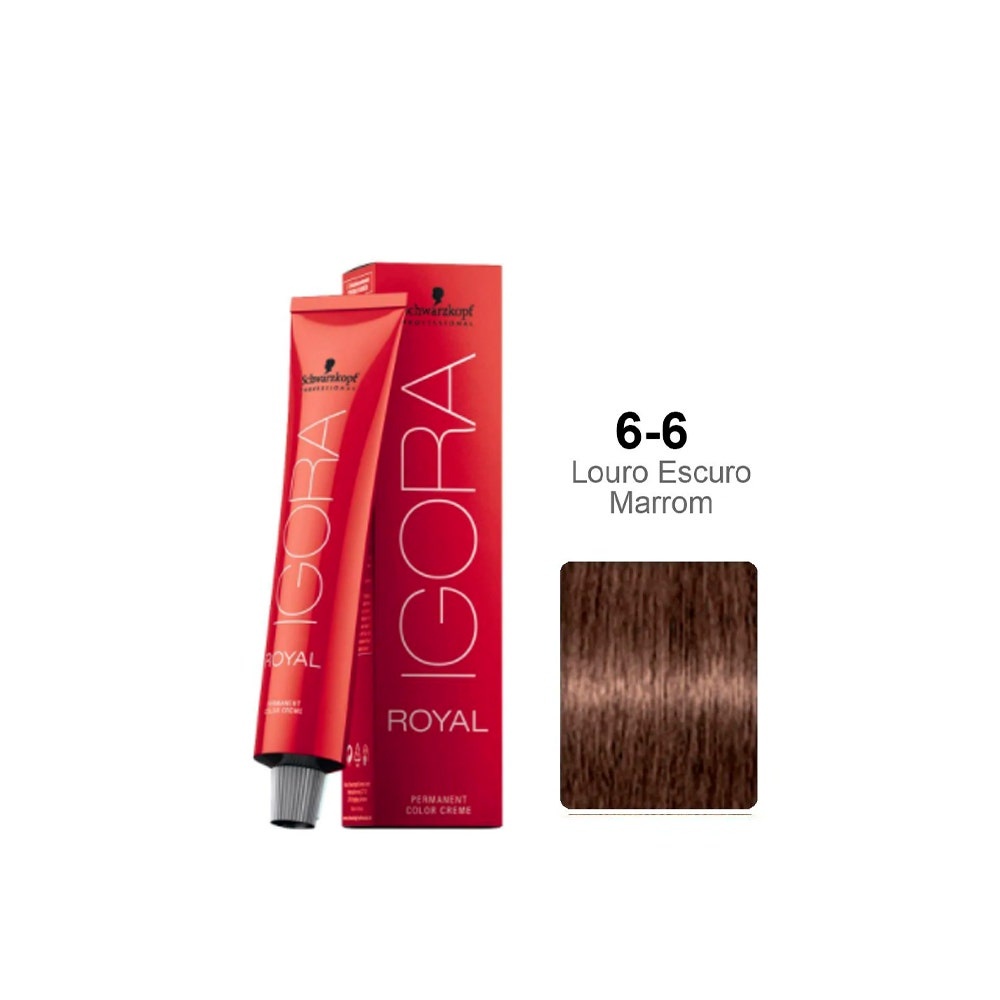 Tintura Schwarzkopf Igora Royal 6.6 Louro Escuro Marrom em Oferta na Shopee
