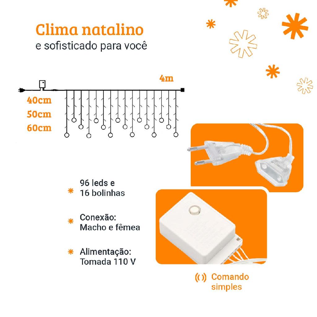 Cascata Pisca Led Enfeite Natal Cordão Varal Luzes Bolinha 8 Funções Decoração Interno Externo Festa Prova D'água