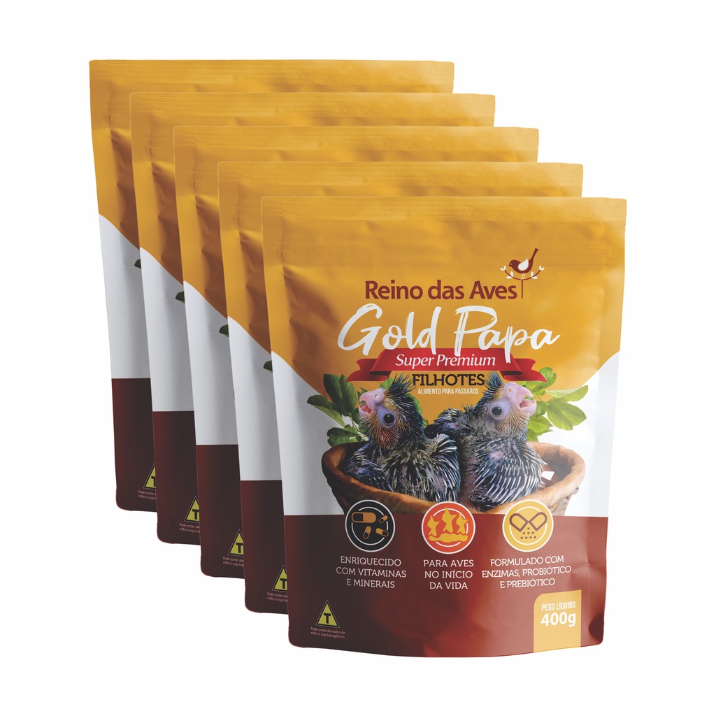 Kit 5un Gold Papa Filhote Refil 400g Reino Das Aves em Oferta na Shopee