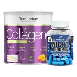 Colágeno Hidrolisado Verisol Ácido Hialurônico Biotina Silício 200g + Night Abdomen 60 Caps