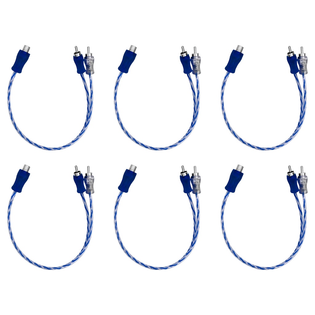 6x Cabo Y Para Som Automotivo Injetado Azul/Prata Transparente 4mm 1 Femea e 2 Machos Marca Svart em Oferta na Shopee