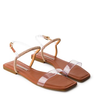 Rasteira Nude Chocolate com Enfereite Strass e Vinil 1380.205_3