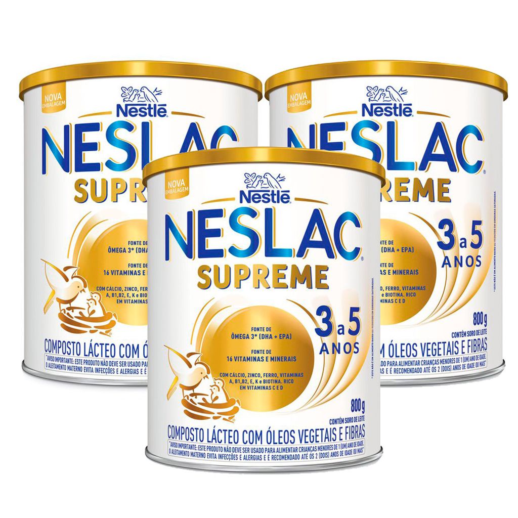 Kit 3 Neslac Supreme Composto Lácteo 800g em Oferta na Shopee