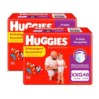 Kit de Fraldas Roupinha Huggies Supreme Care Tamanho XXG Pacote Hiper 96 Unidades