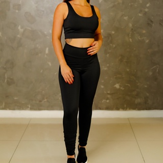 Conjunto Calça Legging e Top Fitness Feminino para Academia zero transparência em Oferta na Shopee