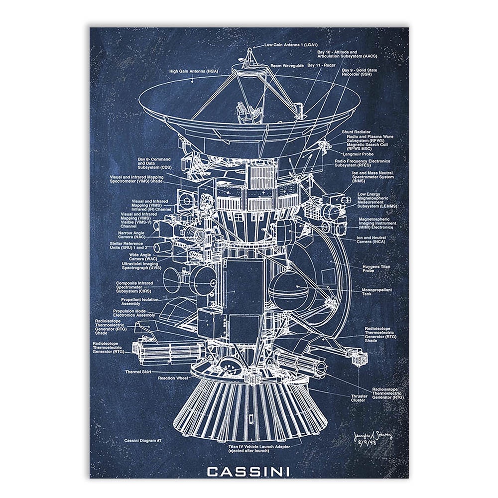 Placa Decorativa  Nave Cassini Huygens Saturno Espaço Astronomia Projeto Decoração