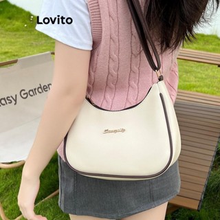Lovito Bolsa De Axila Com Zíper Colorido E Versátil, Bolsa De Ombro Pequena E Versátil Para Mulheres LFA08605 (Café/Branco/Rosa/Preto)