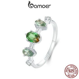 Bamoer 925 Sterling Sliver Ring Gradiente De Vidro Jóias De Moda Para Mulheres