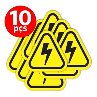 10 Adesivos Raio Perigo Atenção Choque Elétrico Pequeno 4cm em Oferta na Shopee