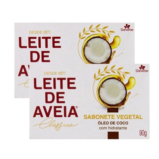 Kit 2 Sabonete Leite de Aveia Davene Clássico Óleo de Coco 90g