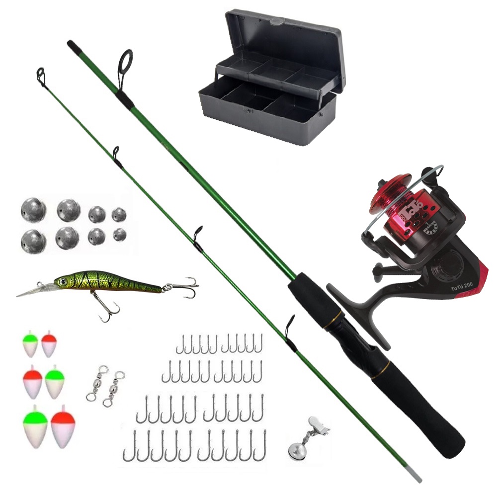 Kit De Pesca Vara 1,20m c/ Molinete + Acessórios e Estojo em Oferta na Shopee