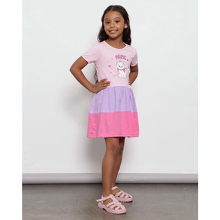 Vestido Infantil Manga Curta Disney Marie Três Marias Rosa