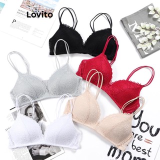 Lovito Bralette Sexy De Renda Lisa Para Mulheres LNE40331