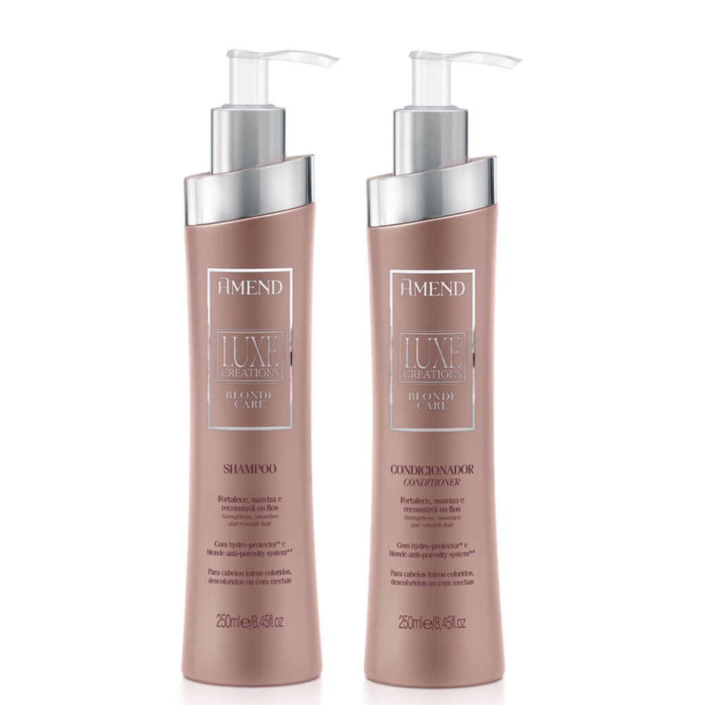 Kit Amend Luxe Creations Blonde Care Shampoo Condicionador fortalece deixando-os macios e brilhantes