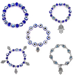 Charmosa Pulseira Feminina: Bracelete Elástico com Detalhes do Olho Maligno